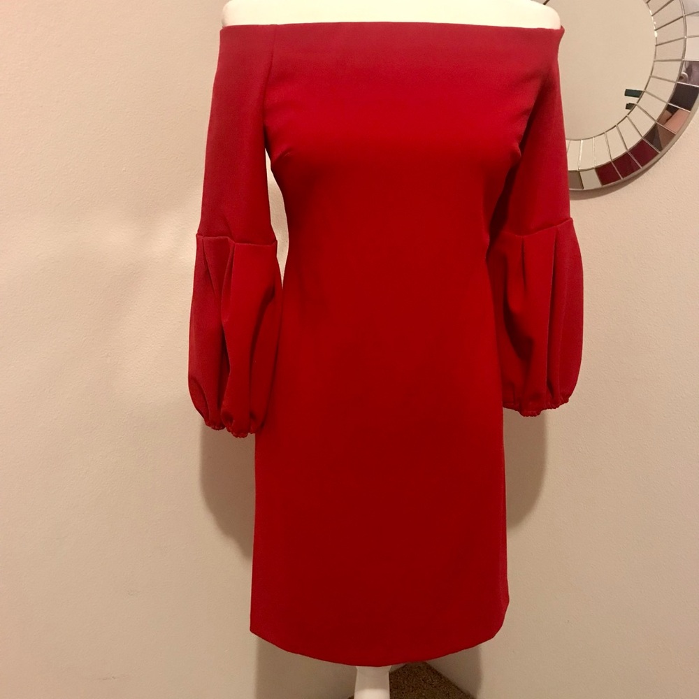 New! Beautiful Vince Camuto Off-Shoulder HOT Lipstick Red Dress! Size Small